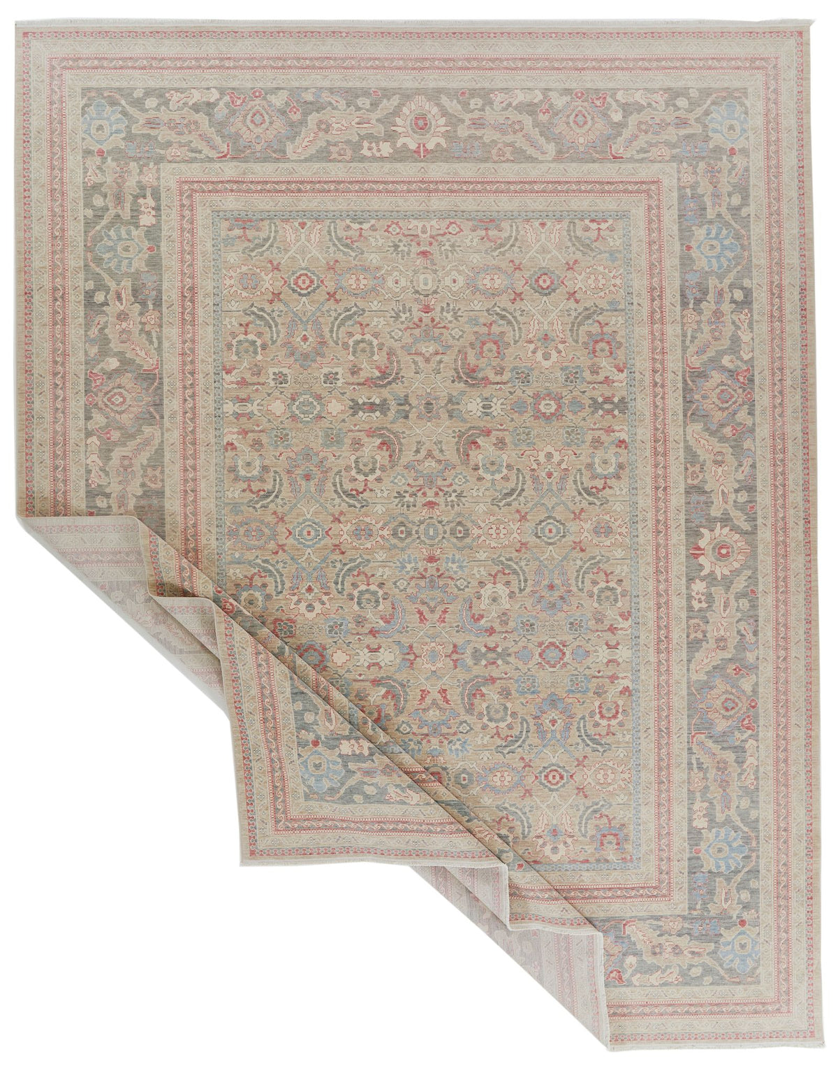 10x13 Beige and Gray Turkish Traditional Rug