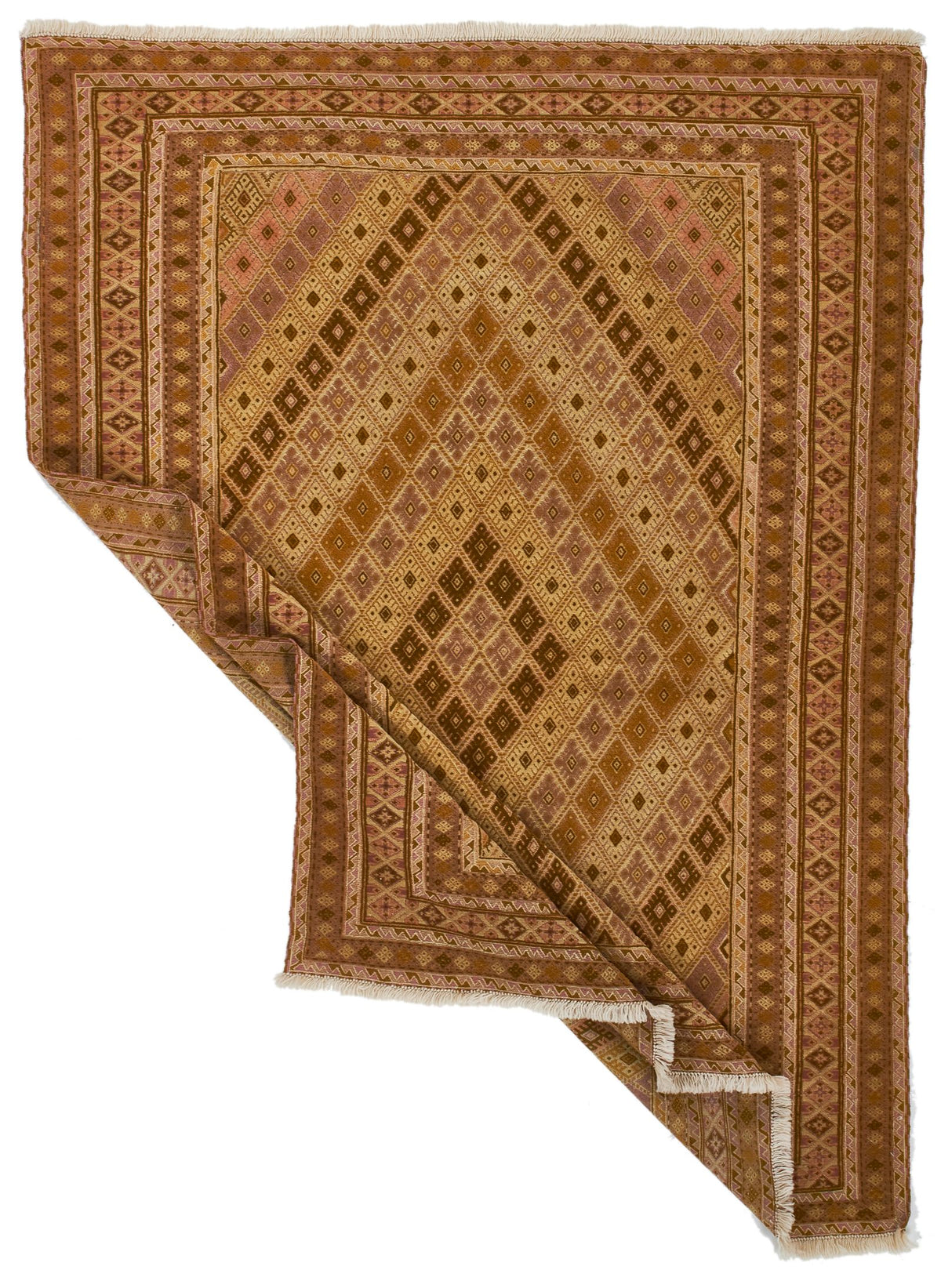 5x7 Gold and Green Turkish Tribal Rug