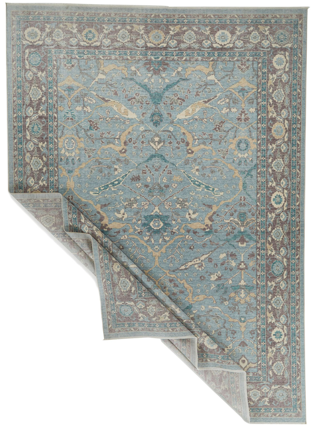 8x11 Blue and Purple Turkish Traditional Rug