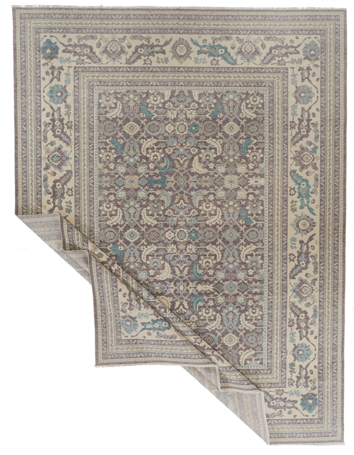 10x13 Purple and Ivory Turkish Traditional Rug