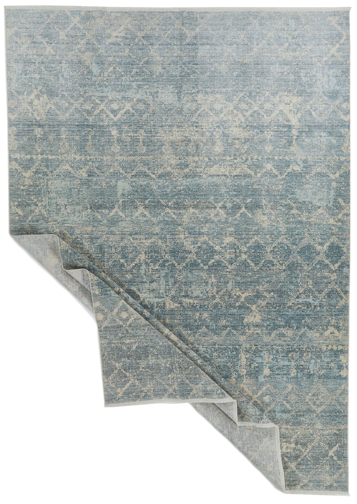 8x11 Blue and Ivory Turkish Traditional Rug