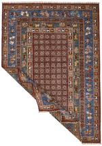 7x10 Red and Blue Anatolian Traditional Rug