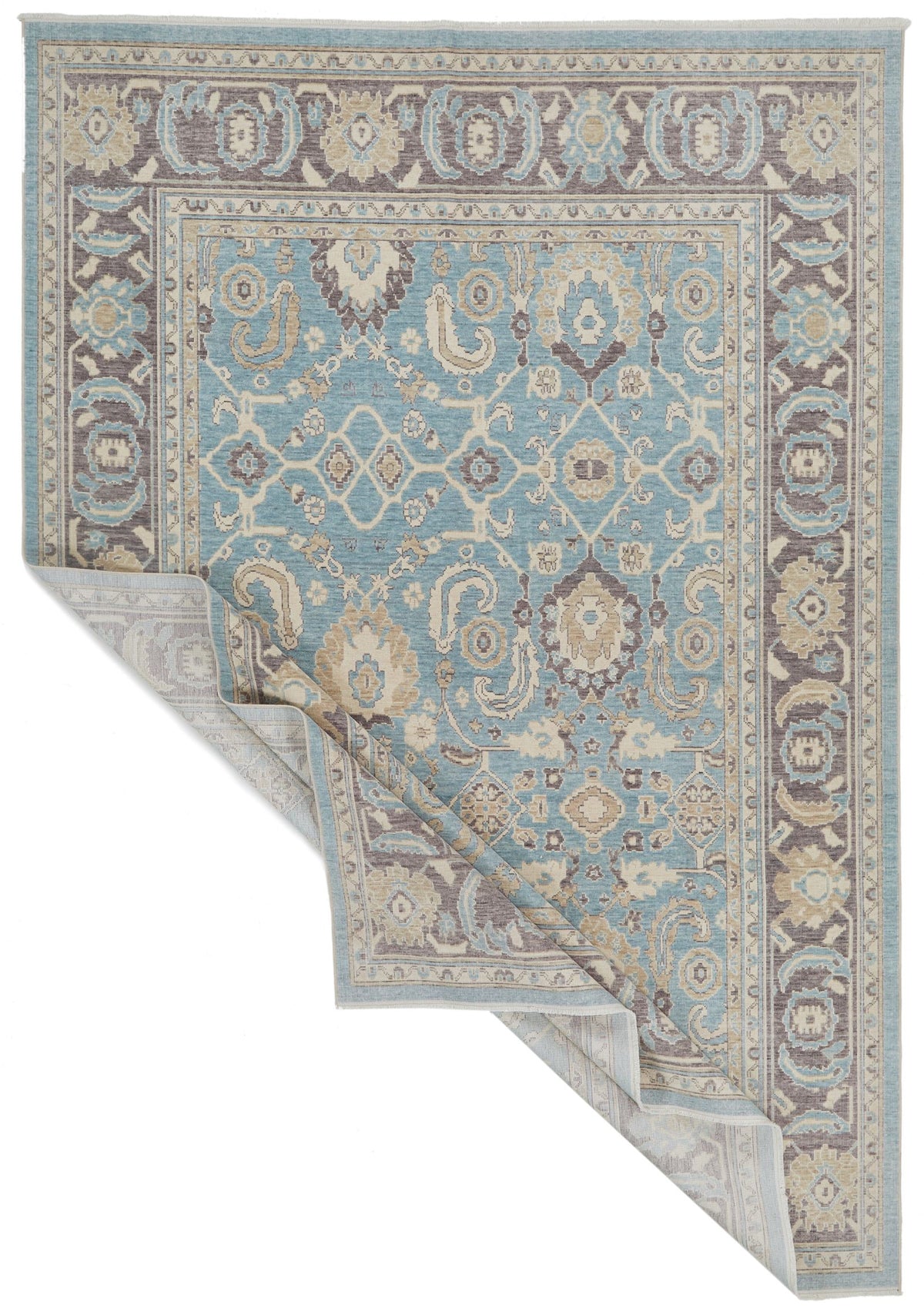 7x10 Blue and Purple Turkish Traditional Rug