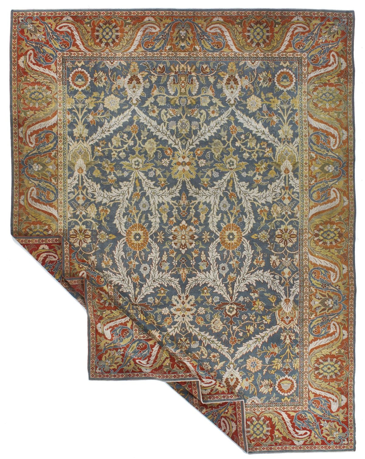 10x13 Gray and Orange Turkish Oushak Rug