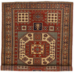 4x6 Red and Ivory Turkish Tribal Rug