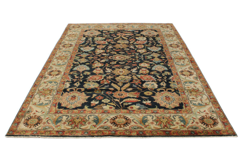 6x9 Charcoal and Ivory Persian Rug