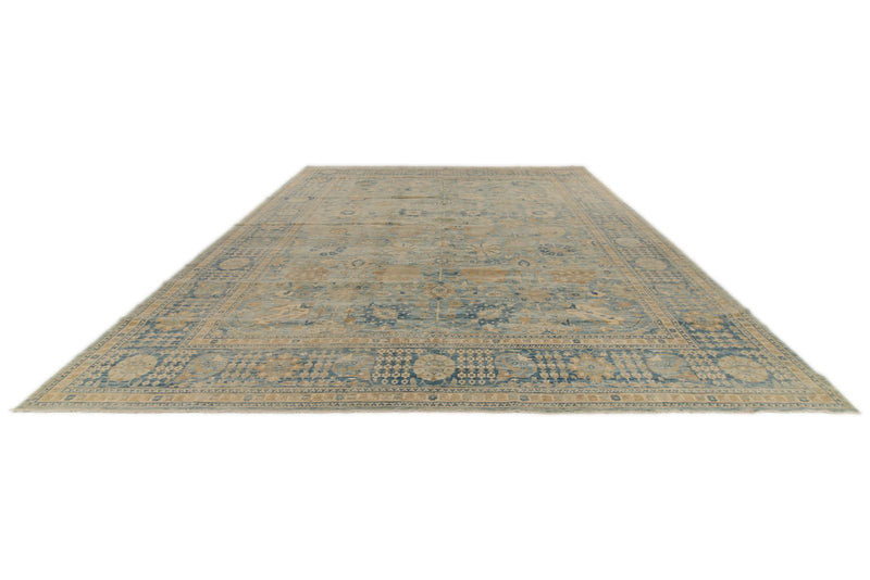 12x15 Light Blue and Navy Anatolian Traditional Rug
