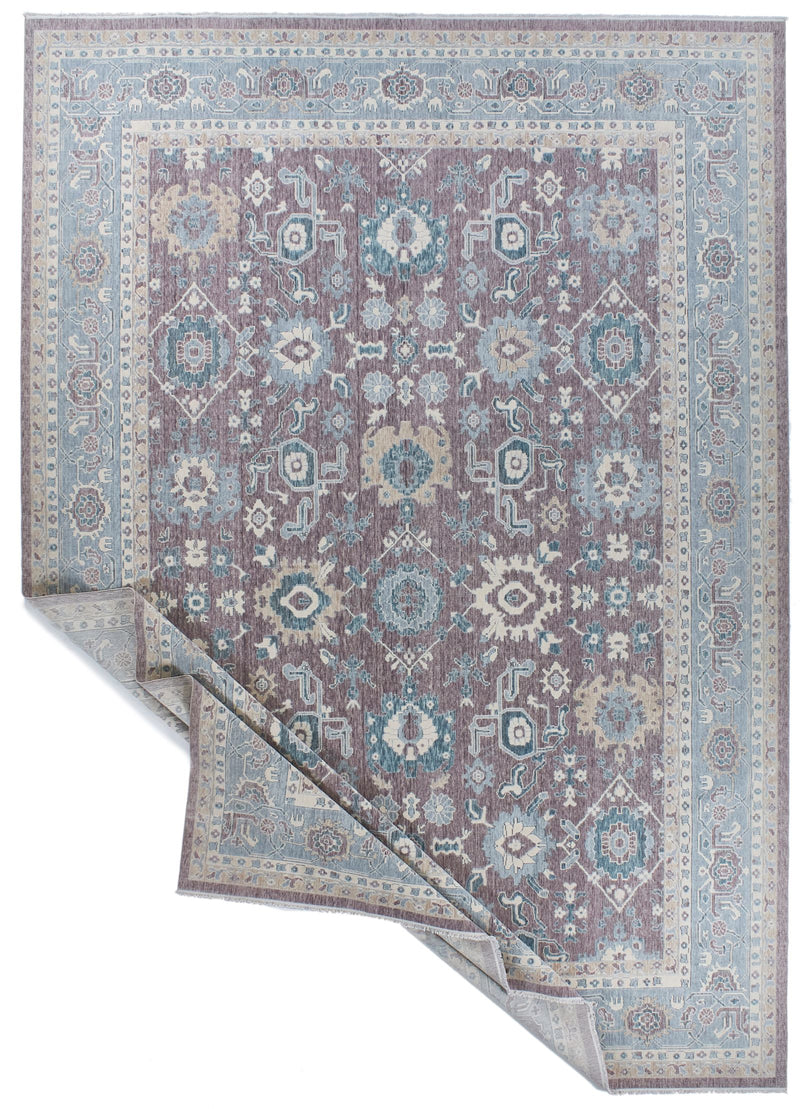 10x14 Blue and Ivory Turkish Traditional Rug