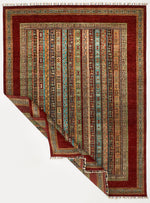 7x9 Multicolor and Red Turkish Tribal Rug