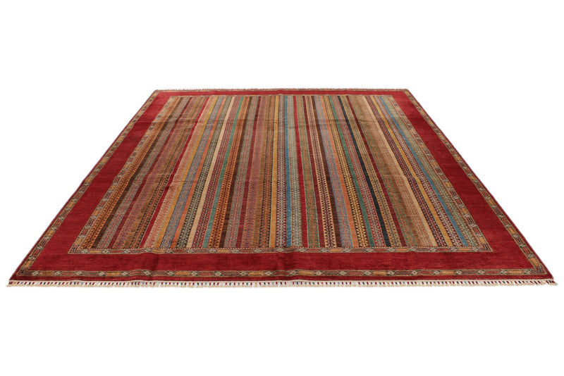 8x10 Multicolor and Red Turkish Tribal Rug