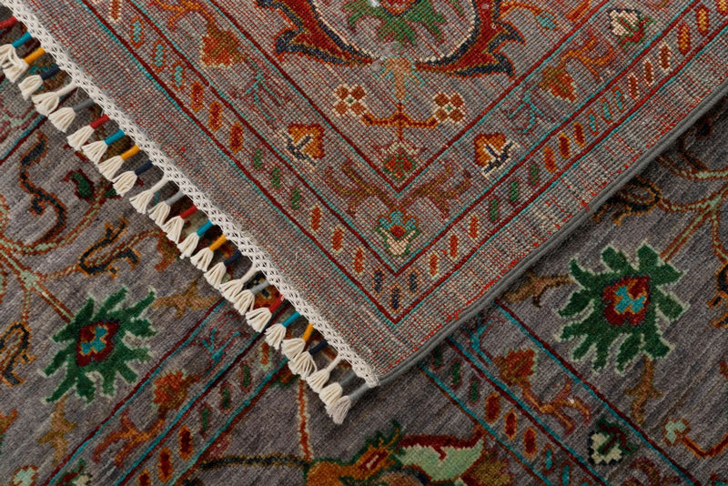 8x10 Gray and Multicolor Turkish Tribal Rug