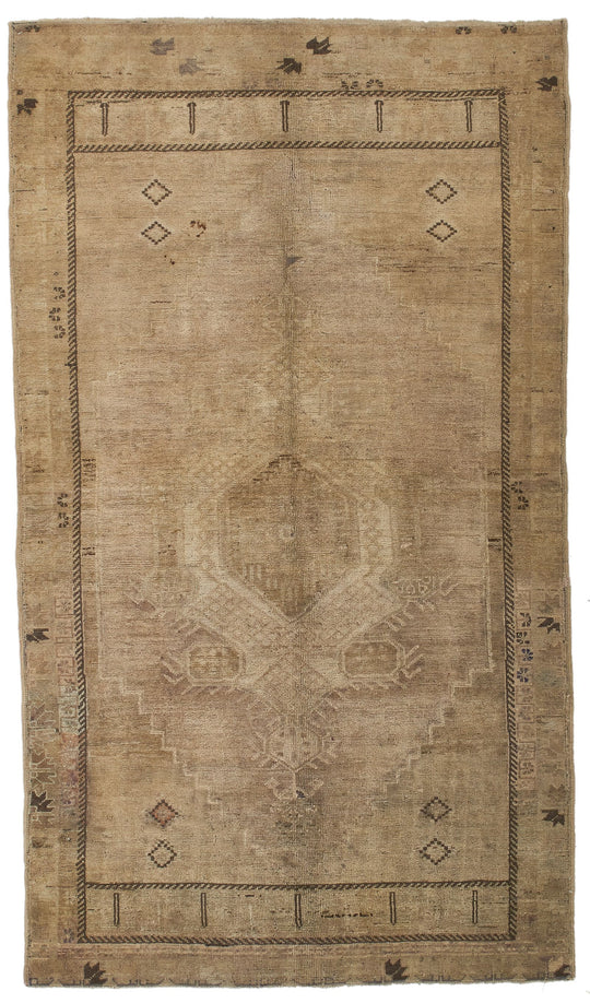 5x8 Ivory Turkish Tribal Rug