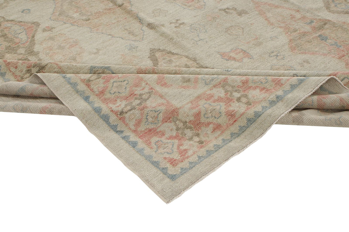 8x10 Ivory and Rust Turkish Oushak Rug