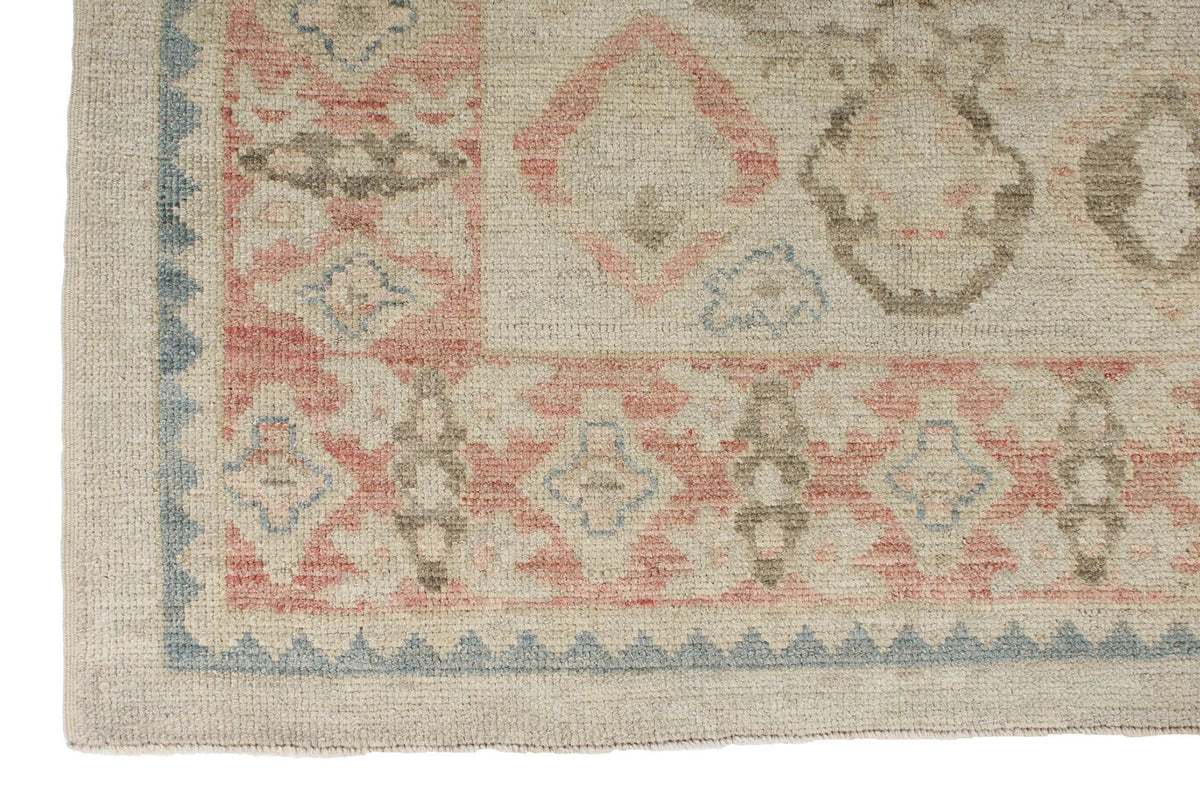 8x10 Ivory and Rust Turkish Oushak Rug