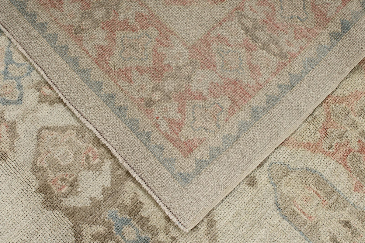 8x10 Ivory and Rust Turkish Oushak Rug