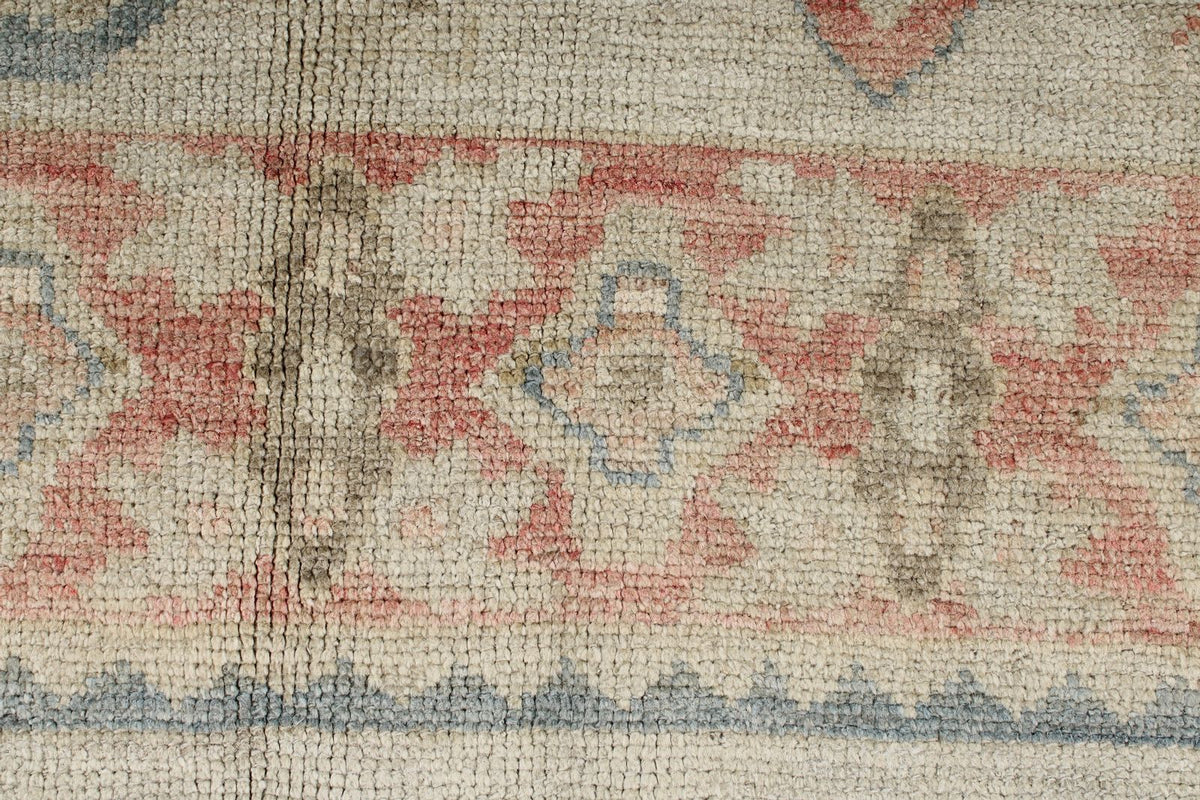 8x10 Ivory and Rust Turkish Oushak Rug