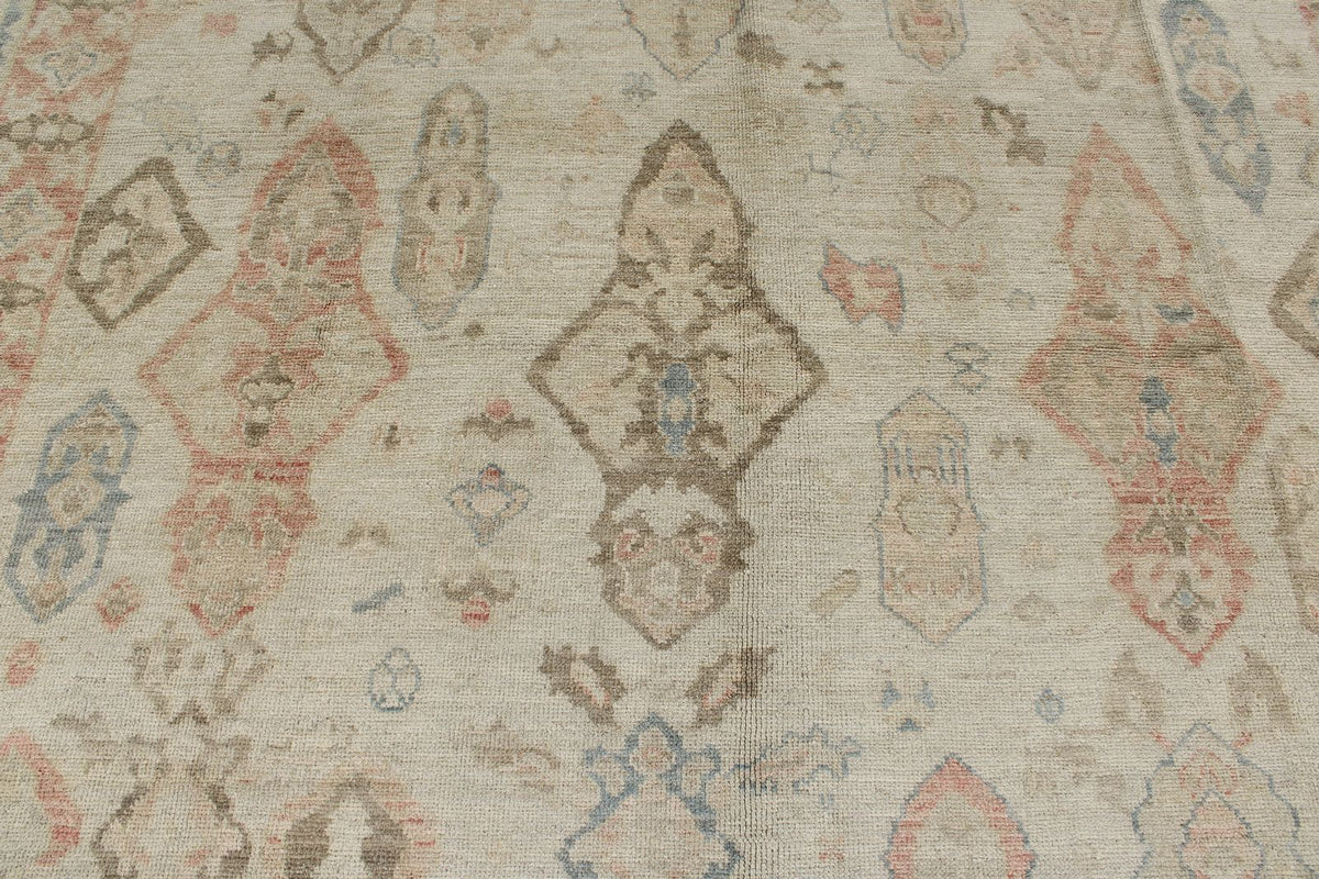 8x10 Ivory and Rust Turkish Oushak Rug