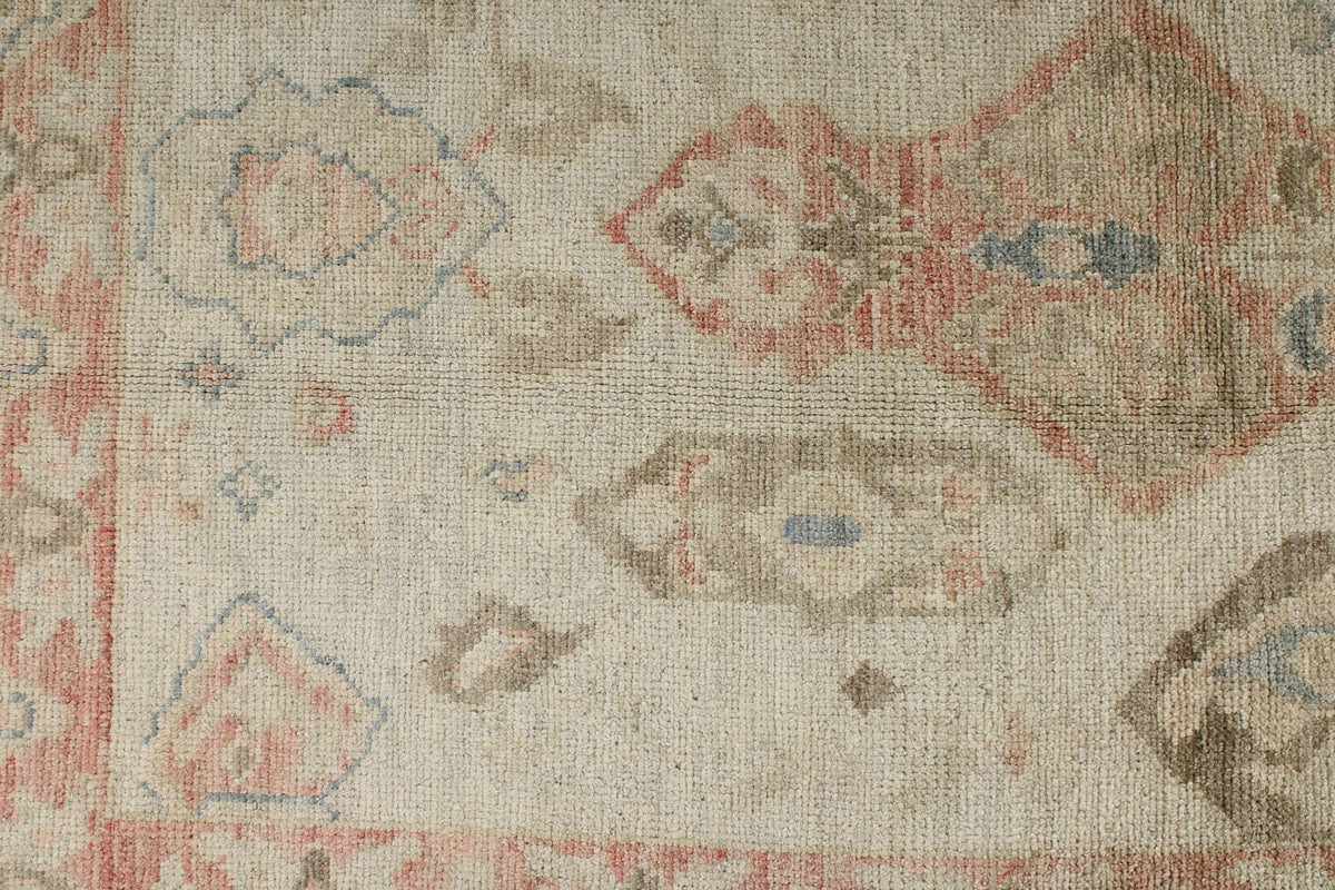 8x10 Ivory and Rust Turkish Oushak Rug