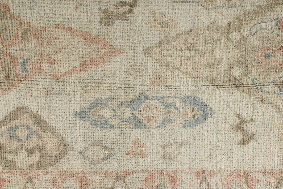 8x10 Ivory and Rust Turkish Oushak Rug