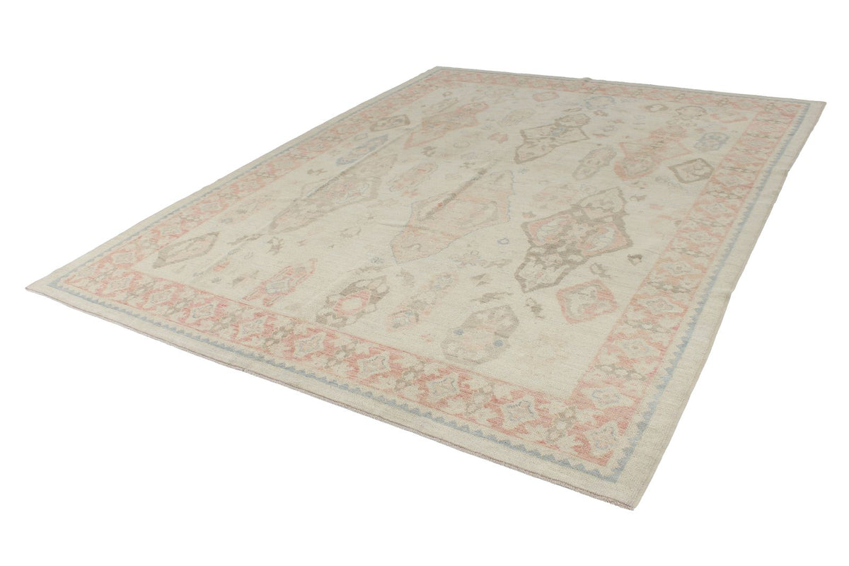 8x10 Ivory and Rust Turkish Oushak Rug
