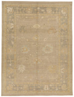 9x12 Brown and Green Turkish Oushak Rug