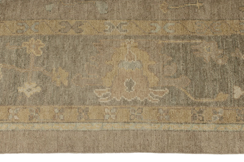 9x12 Brown and Green Turkish Oushak Rug