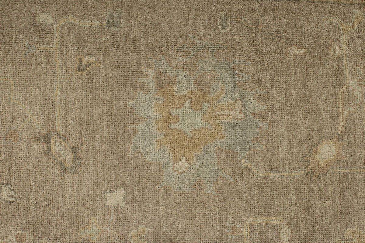 9x12 Brown and Green Turkish Oushak Rug