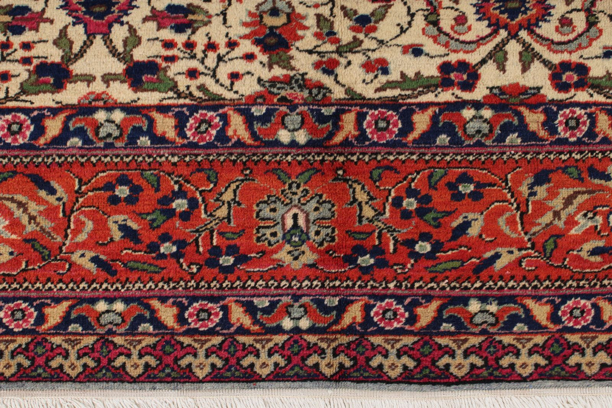 7x9 Ivory and Red Turkish Traditional Rug