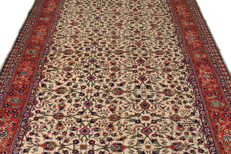 7x9 Ivory and Red Turkish Traditional Rug