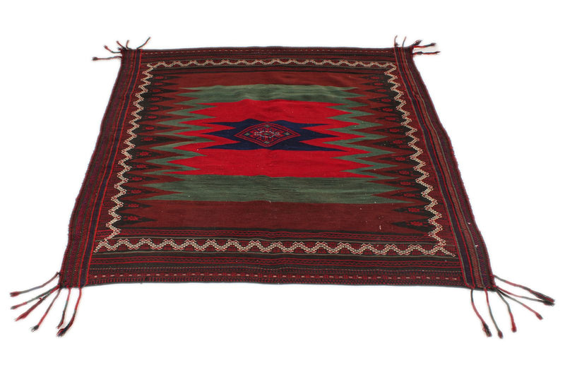 5x5 Red and Green Turkish Tribal Rug