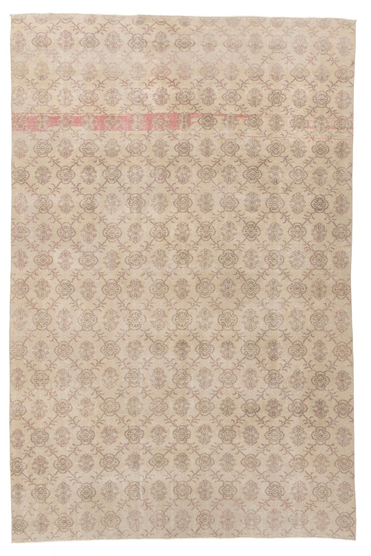 7x11 Ivory and Brown Turkish Anatolian Rug