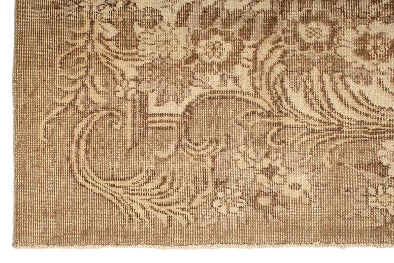 7x10 Ivory and Brown Turkish Anatolian Rug