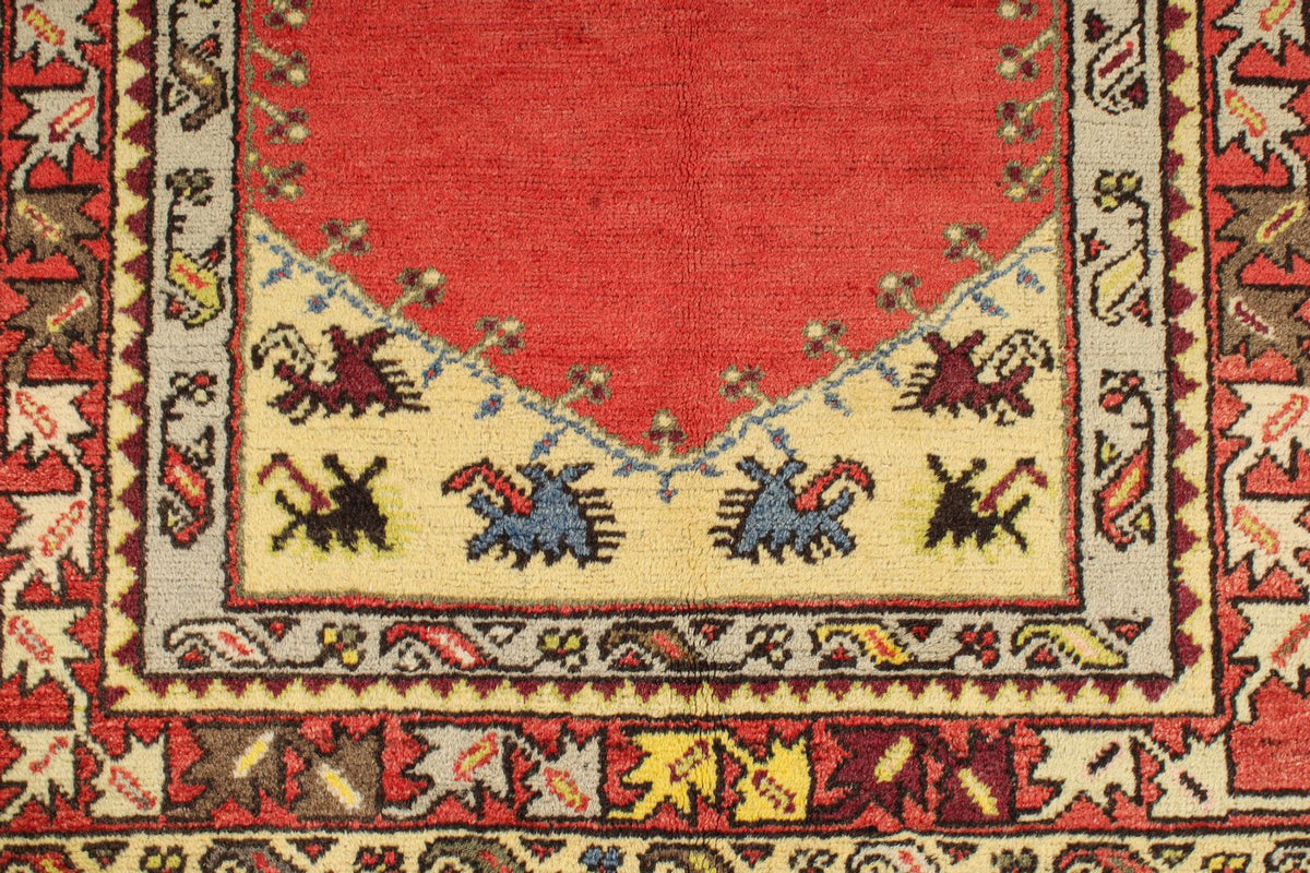 4x6 Red and Multicolor Turkish Tribal Rug