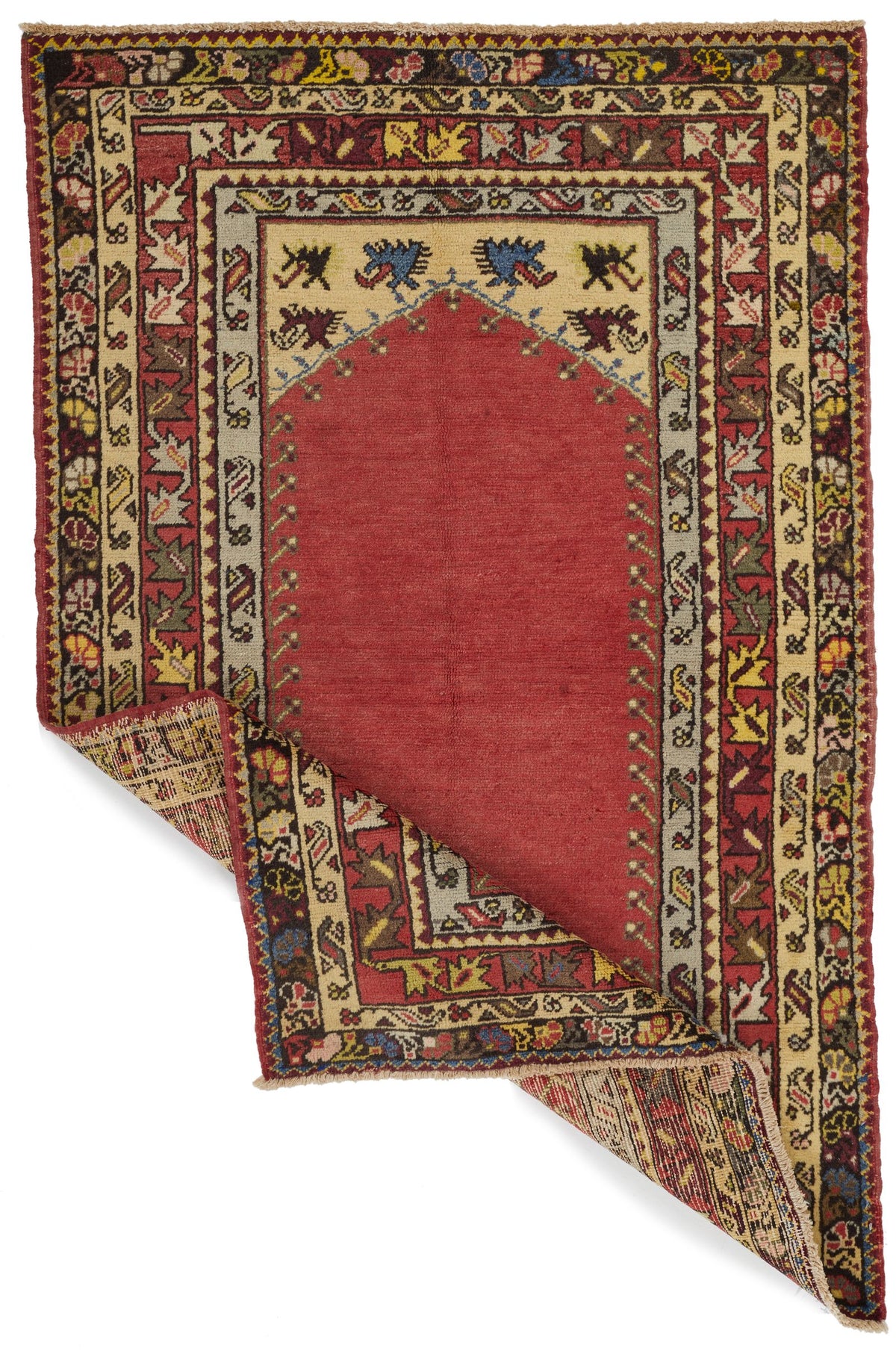 4x6 Red and Multicolor Turkish Tribal Rug