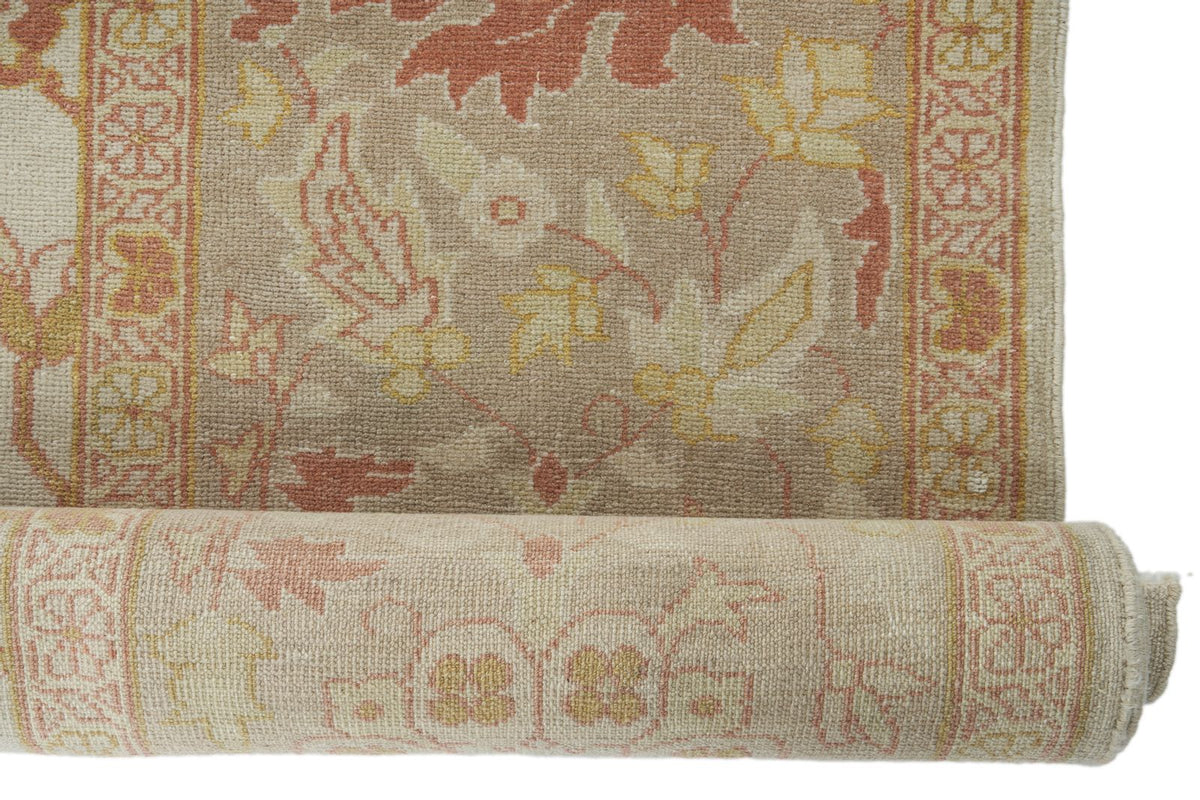 9x12 Ivory and Gold Turkish Traditional Rug