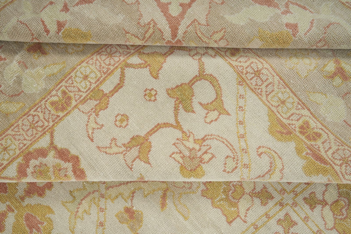 9x12 Ivory and Gold Turkish Traditional Rug