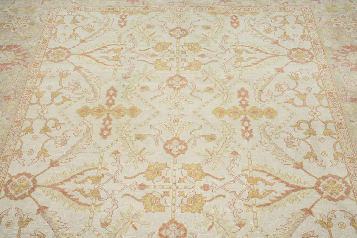 9x12 Ivory and Gold Turkish Traditional Rug