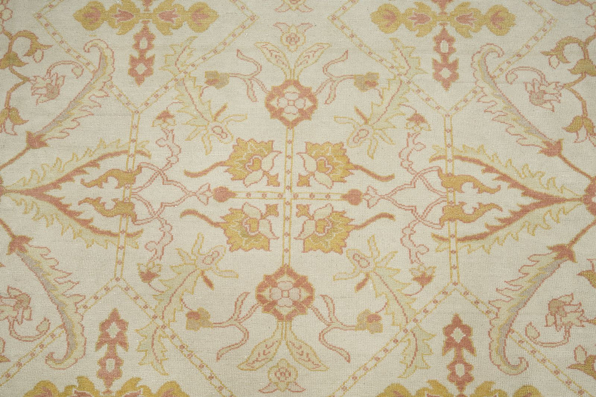 9x12 Ivory and Gold Turkish Traditional Rug