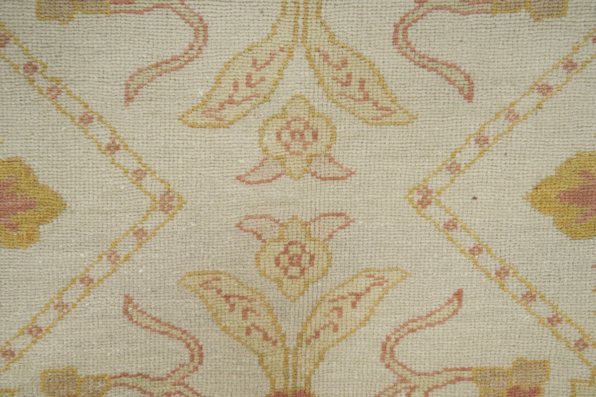 9x12 Ivory and Gold Turkish Traditional Rug