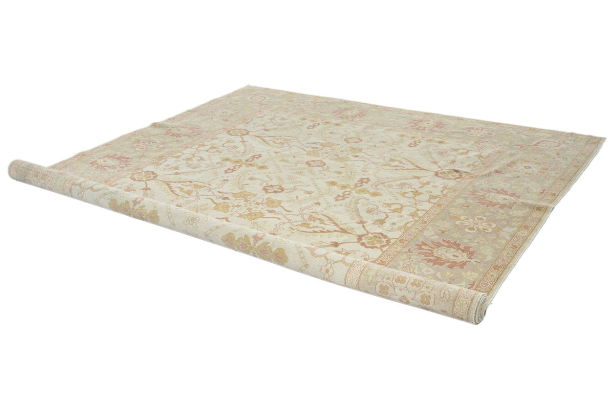 9x12 Ivory and Gold Turkish Traditional Rug