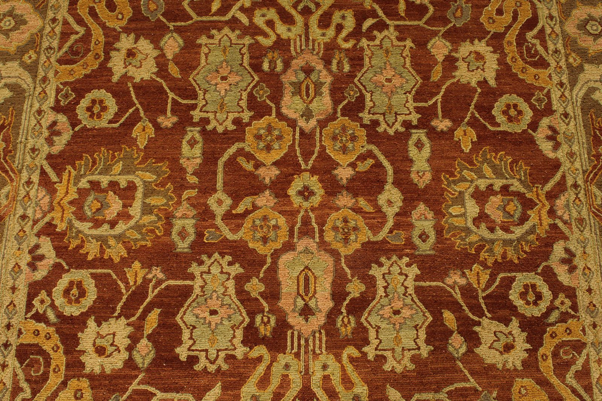 6x9 Red and Gold Turkish Oushak Rug
