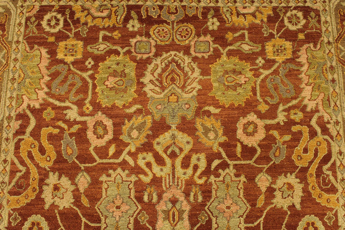6x9 Red and Gold Turkish Oushak Rug