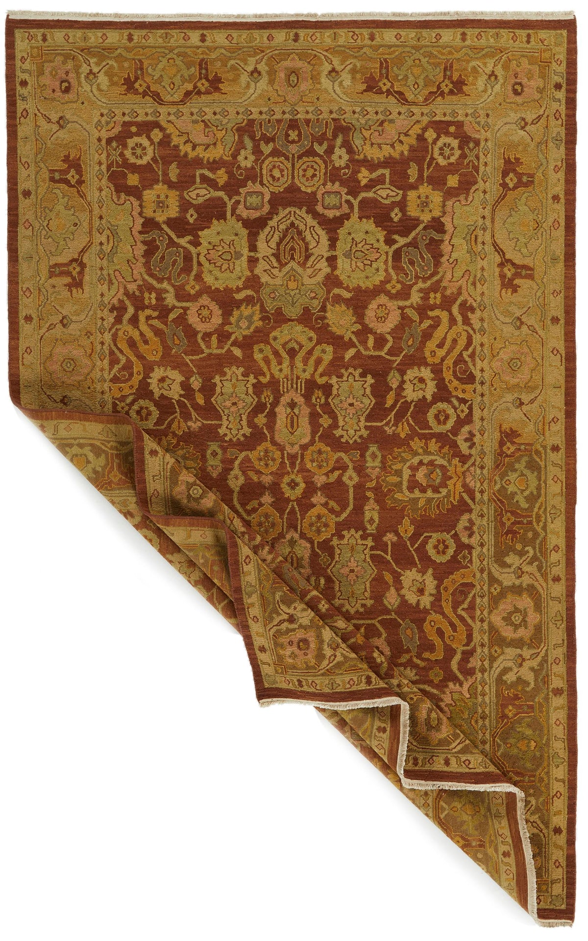 6x9 Red and Gold Turkish Oushak Rug