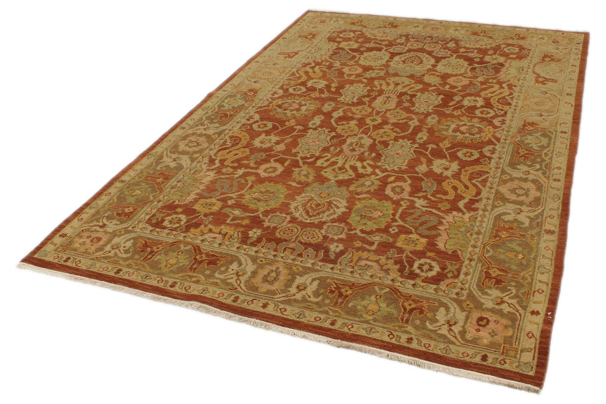 6x9 Red and Gold Turkish Oushak Rug