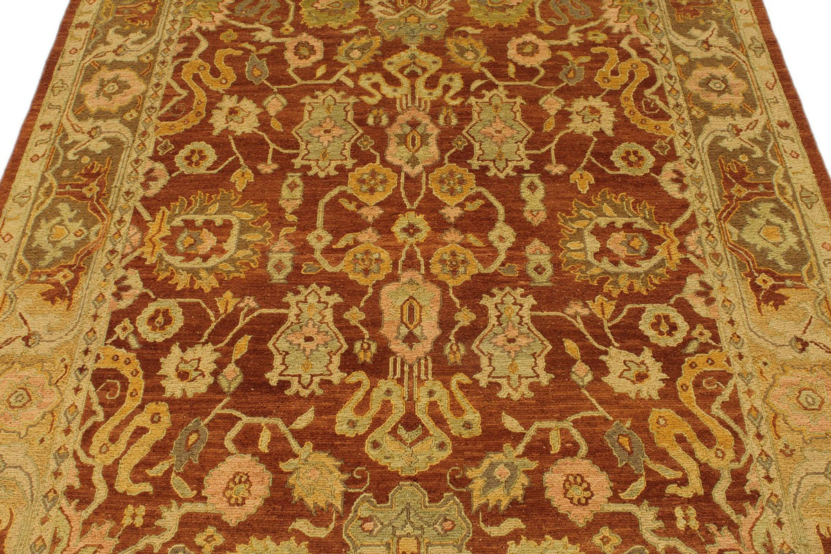 6x9 Red and Gold Turkish Oushak Rug