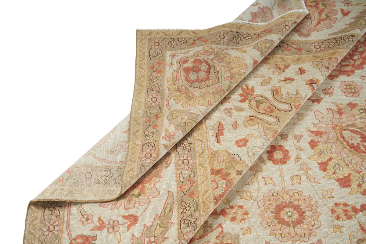 12x15 Ivory and Orange Turkish Oushak Rug
