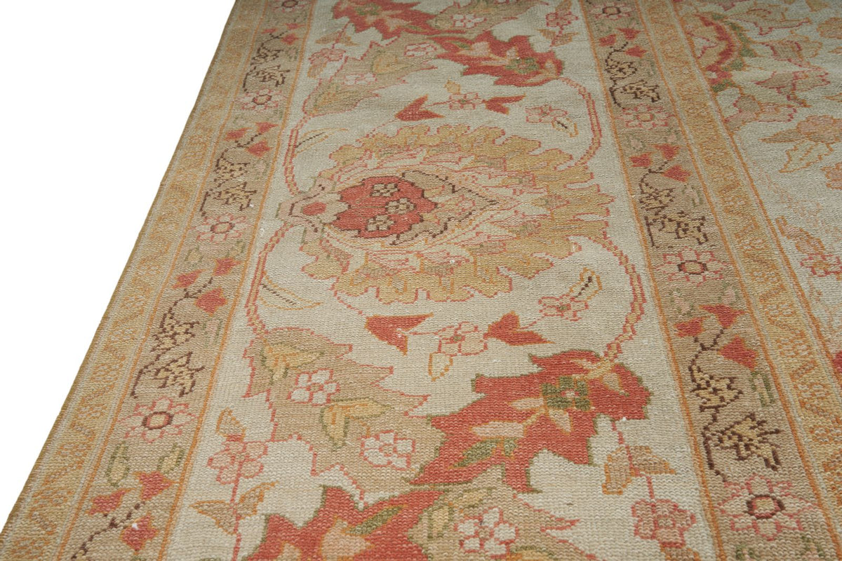 12x15 Ivory and Orange Turkish Oushak Rug