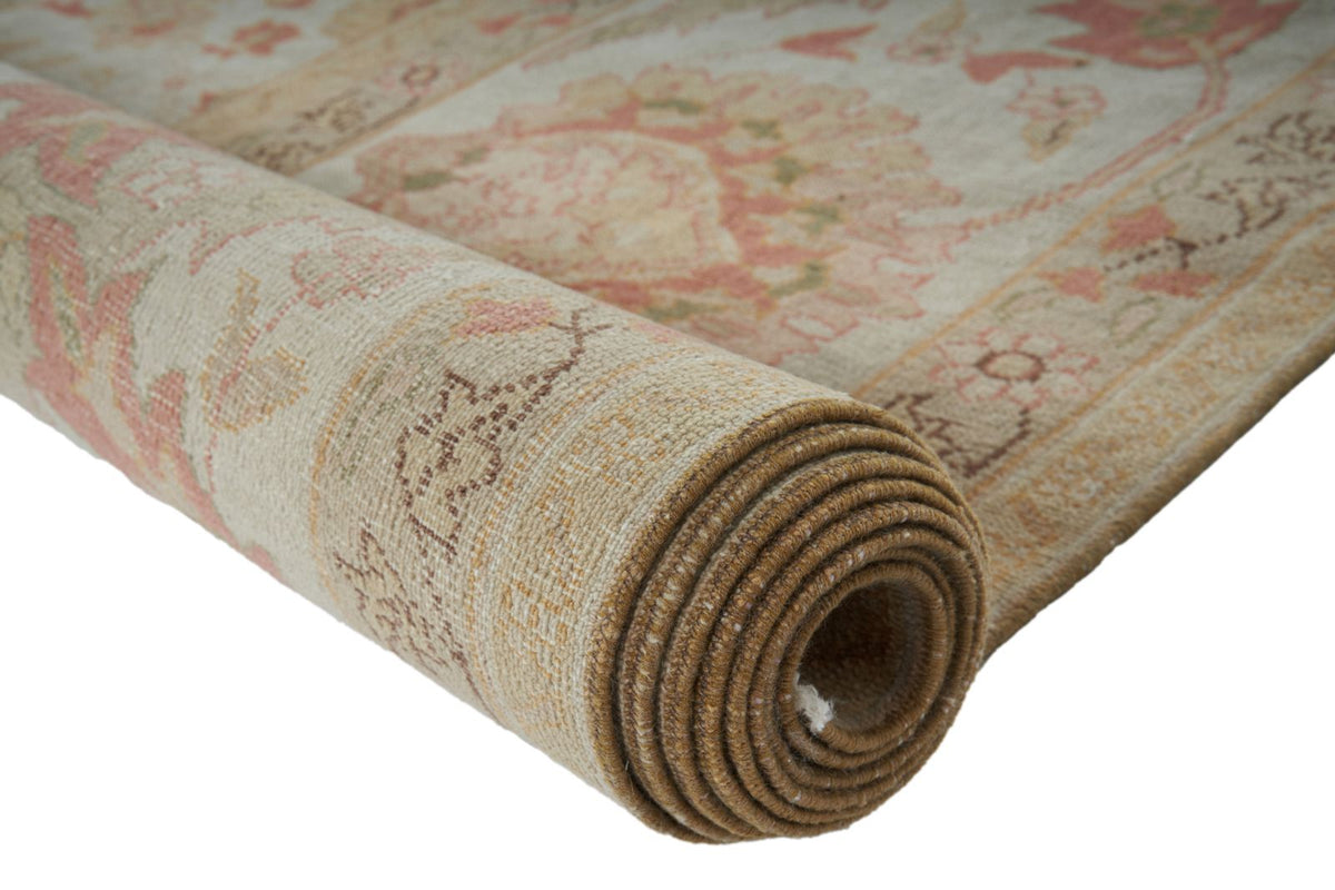12x15 Ivory and Orange Turkish Oushak Rug