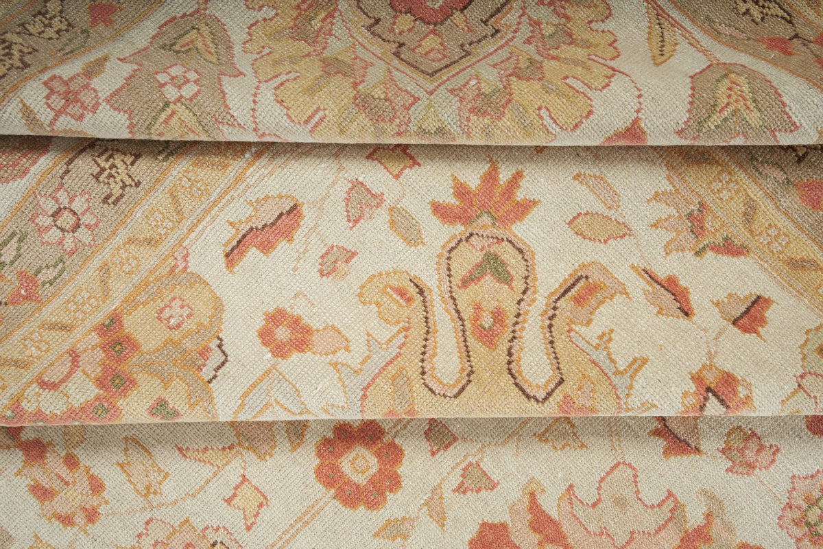 12x15 Ivory and Orange Turkish Oushak Rug