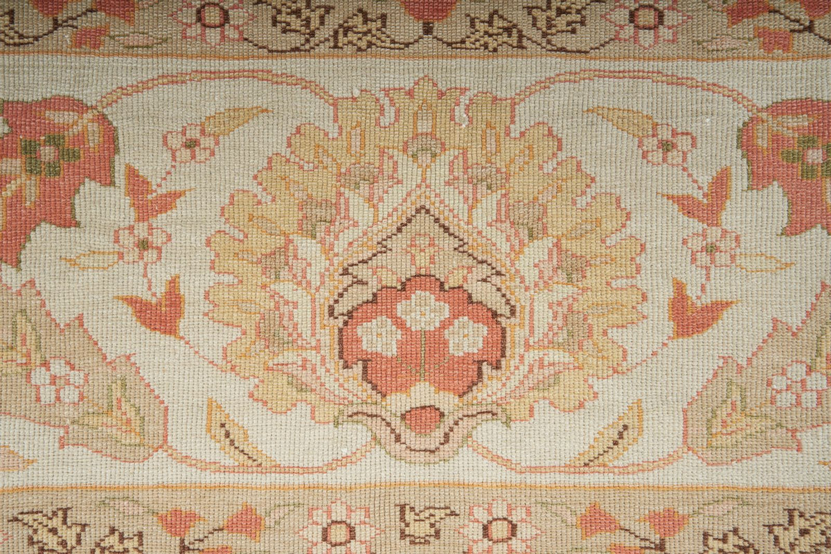 12x15 Ivory and Orange Turkish Oushak Rug